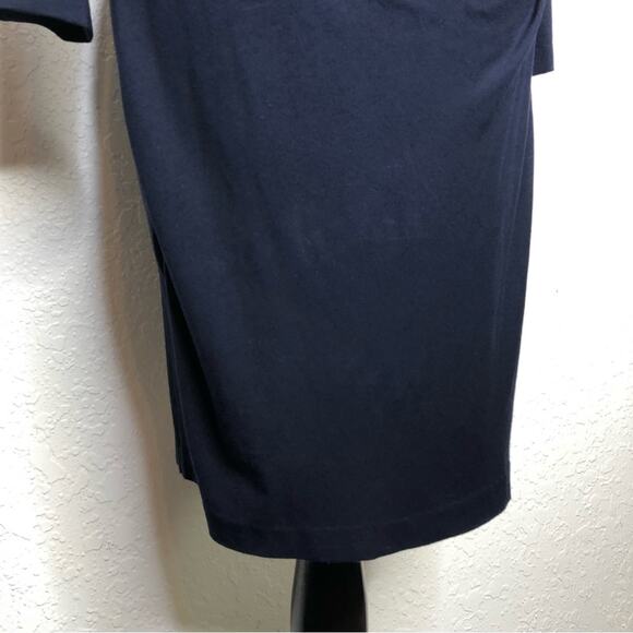 Cache navy blue metallic studded trim faux wrap sheath dress size Medium - Picture 4 of 16